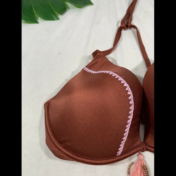 NWT $30 Shade & Shore Copper Tassel Push‎ Up Triangle Bikini Top [ 38DD ] - Picture 6 of 12